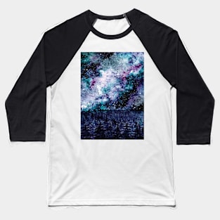 Watercolor Space And Forest Baseball T-Shirt